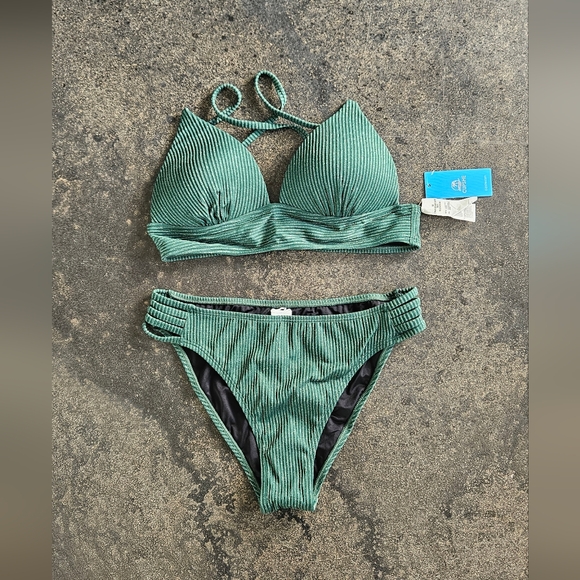 Emerald Green Ribbed Bikini Set - Picture 4 of 4